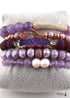 Boho Bracelet, RH Bracelet Set, Diamon Leaf, Natural Stones in Green, Rose, Purple